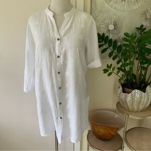 NWOT Rosemarine white linen embroidery tunic blouse/dress size L